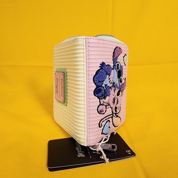 Loungefly Disney Lilo and Stitch Angel Corduroy Pastel Color Block Zip Wallet - Picture 13 of 13